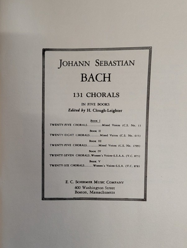 Johan Sebastian Bach 131 Chorals in 5 books CS No 1 25 chorals 4 copies 250318 gallery