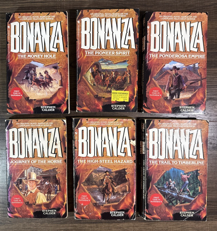 Lot of 6 BONANZA Paperback Books / By Steven Calder